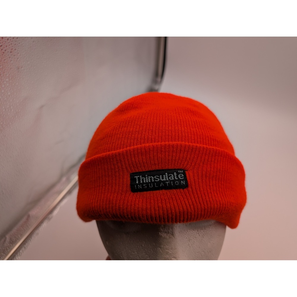 Huntworth Blaze Orange Thinsulate Insulated Cuffed Beanie Hat 535-803 Mens OSFM